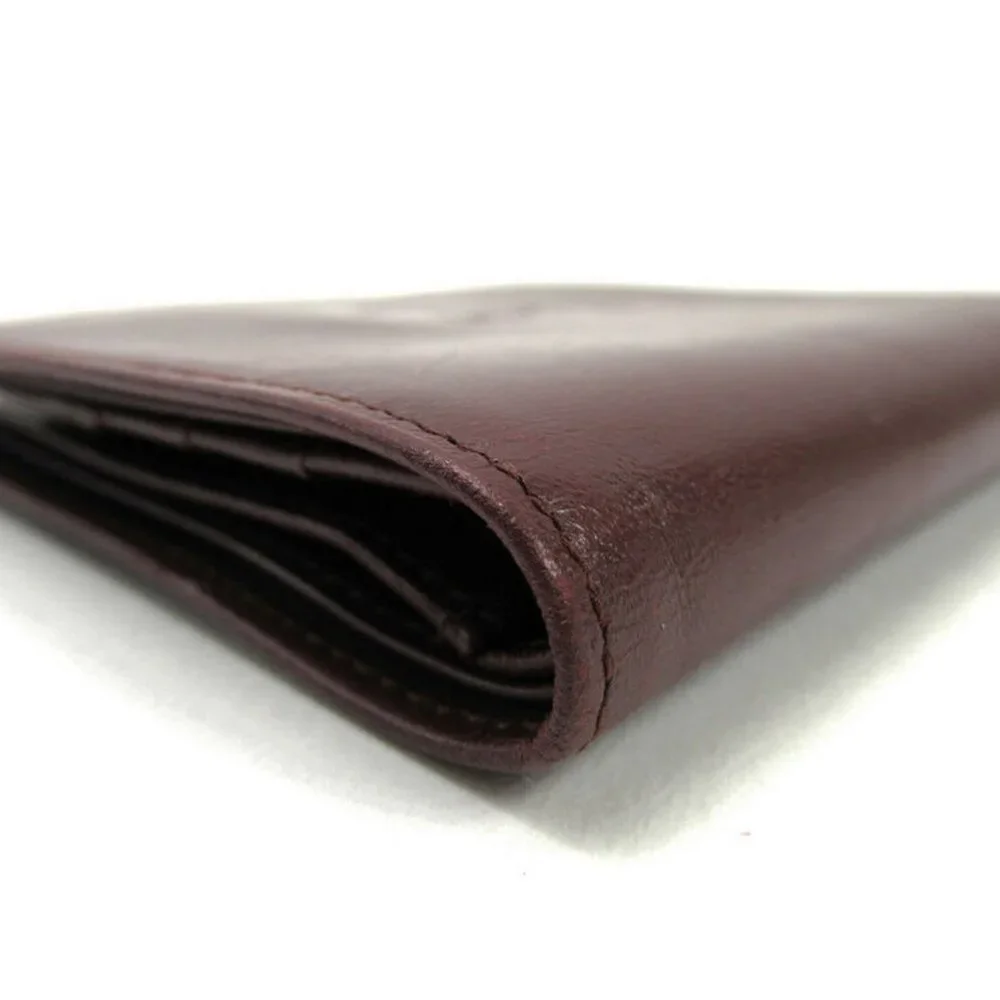 AUTH Cartier wallets mast line Bordeaux leather